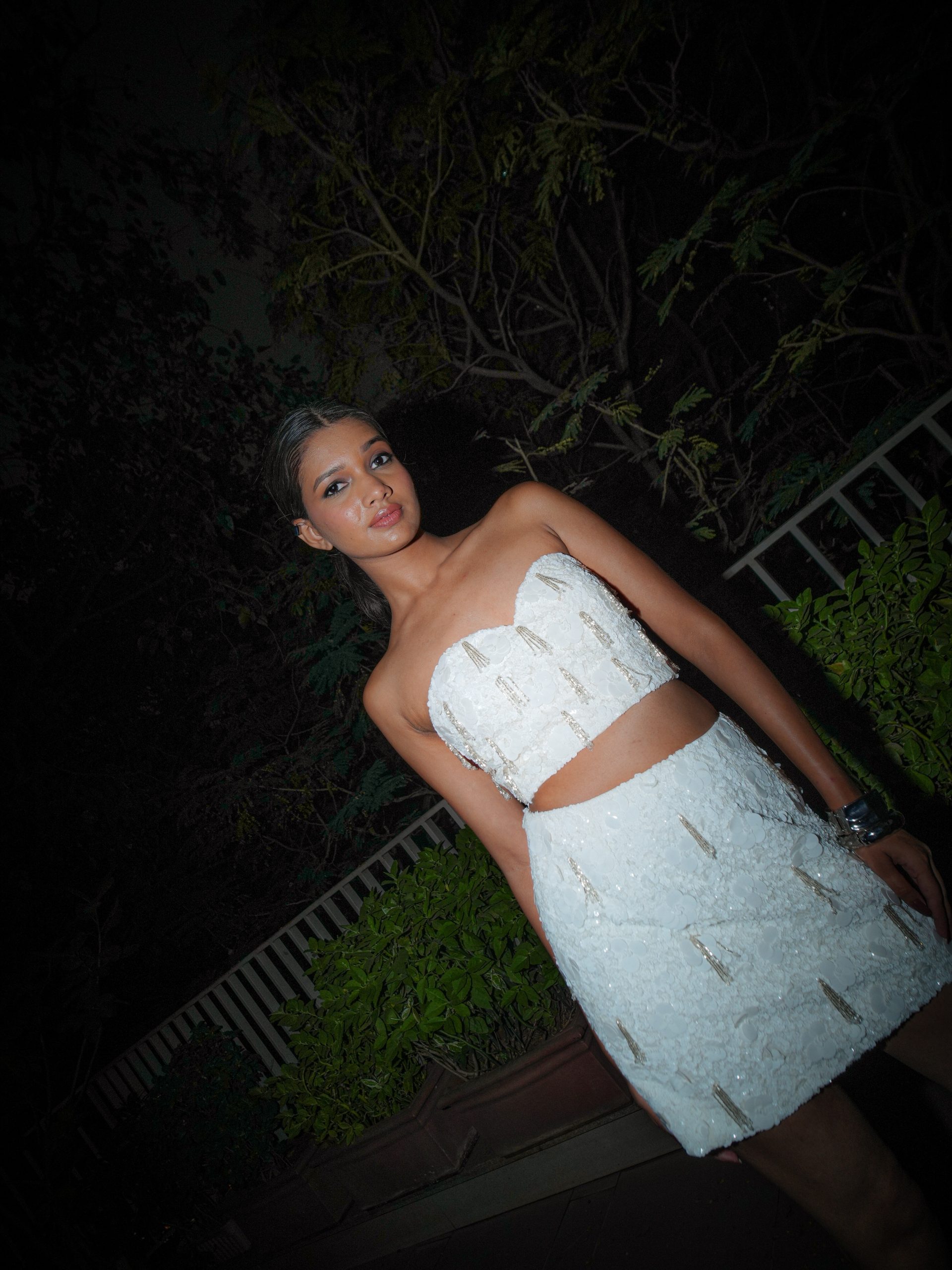 White Sequins Corset